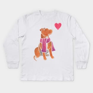 Watercolour Pit Bull Kids Long Sleeve T-Shirt